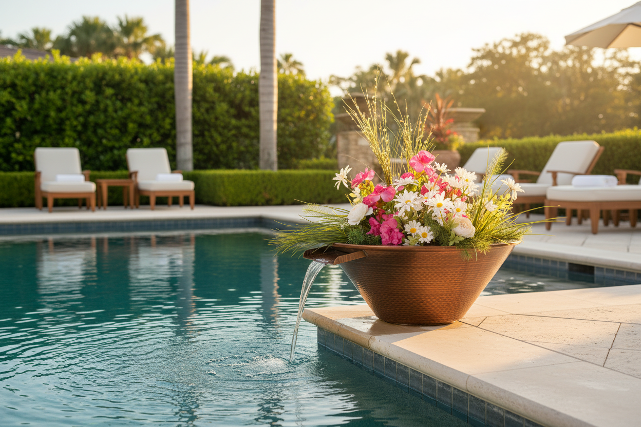 Cazo Hammered Copper Planter & Water Bowl Lifestyle