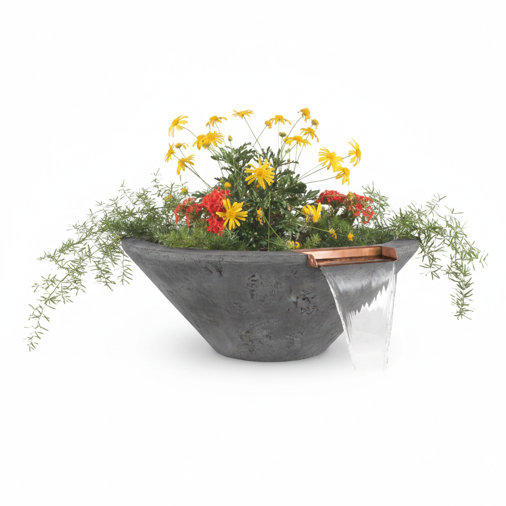 Cazo Planter & Water Bowl - Rustic Gray