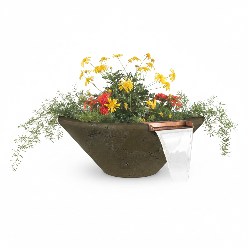 Cazo Planter & Water Bowl - Rustic Moss Stone