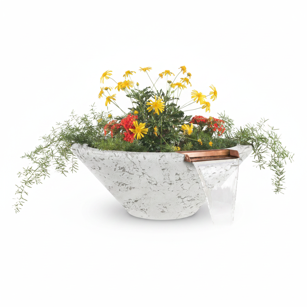 Cazo Planter & Water Bowl - Rustic White