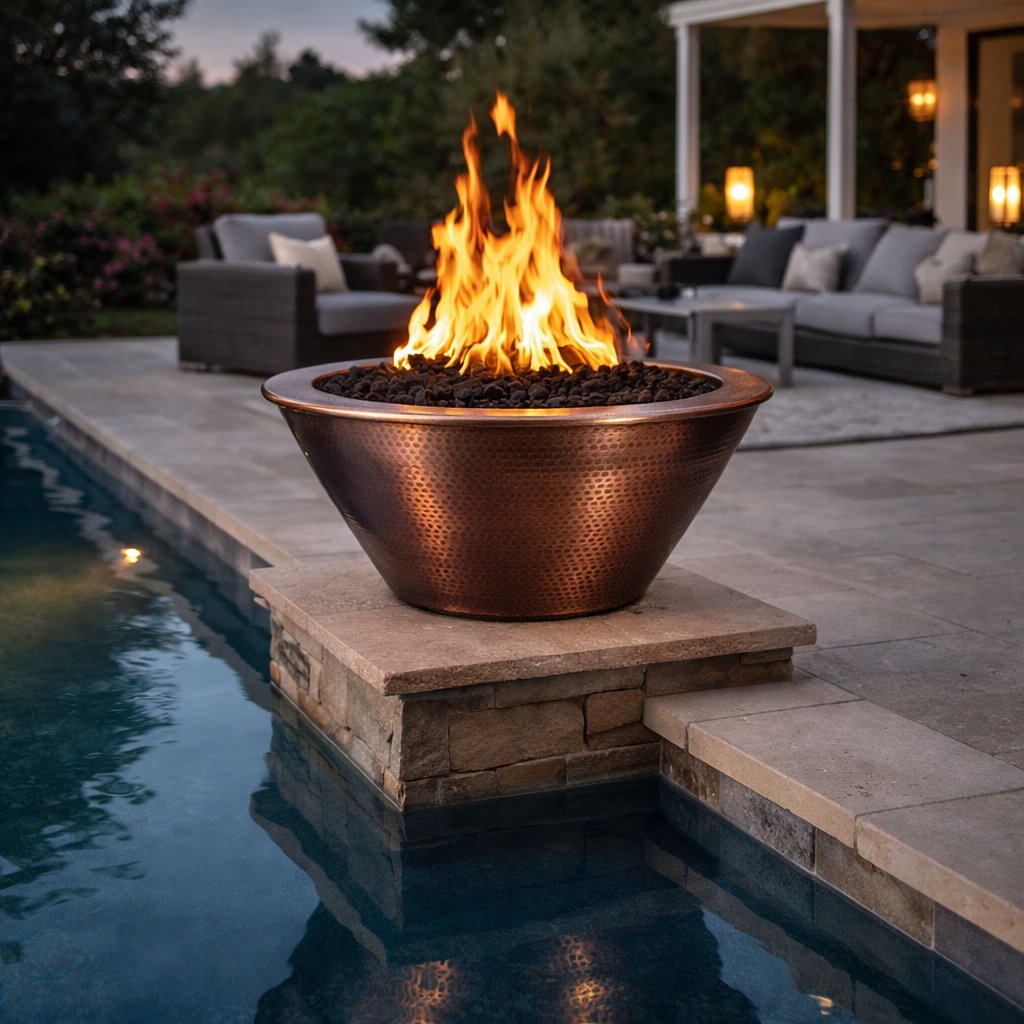 The Outdoor Plus Cazo Hammered Copper Fire Bowl