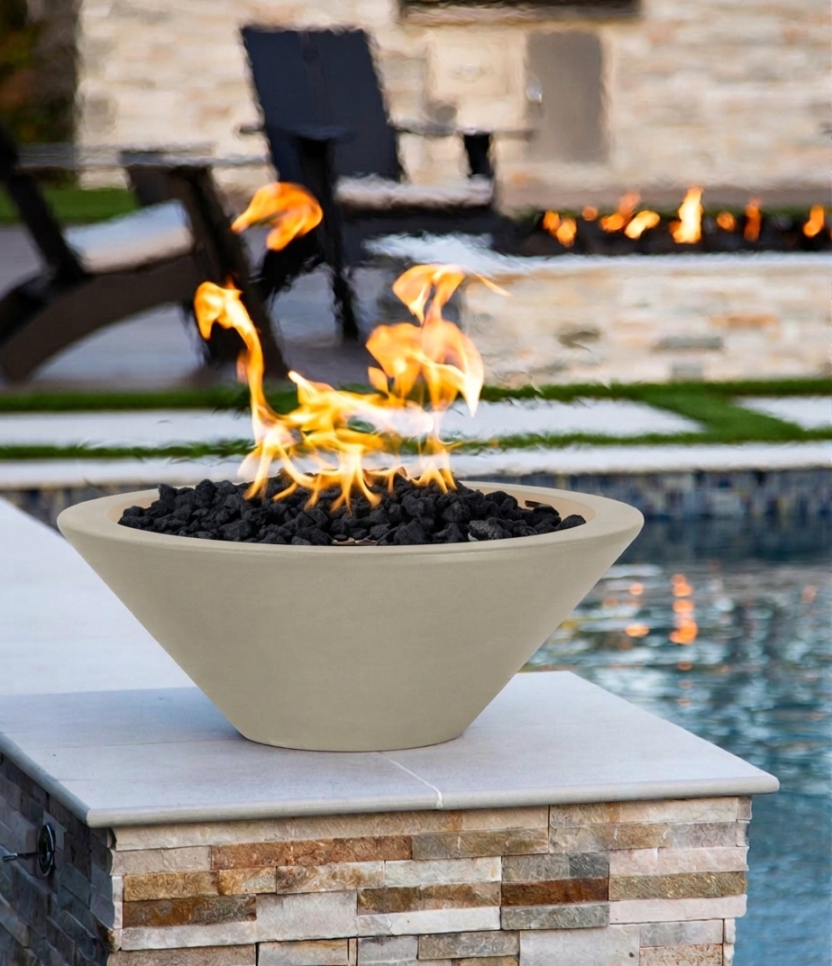 The Outdoor Plus Round Cazo GFRC Concrete Fire Bowl - Ash
