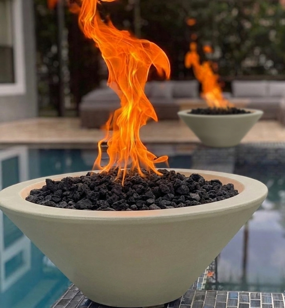 The Outdoor Plus Round Cazo GFRC Concrete Fire Bowl - Ash
