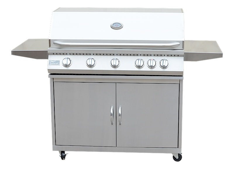 Kokomo 5 Burner 40 Inch Cart Model BBQ Grill With Locking Casters 304 Stainless Steel | KO-BAK5BG+KO-BAK5BGC