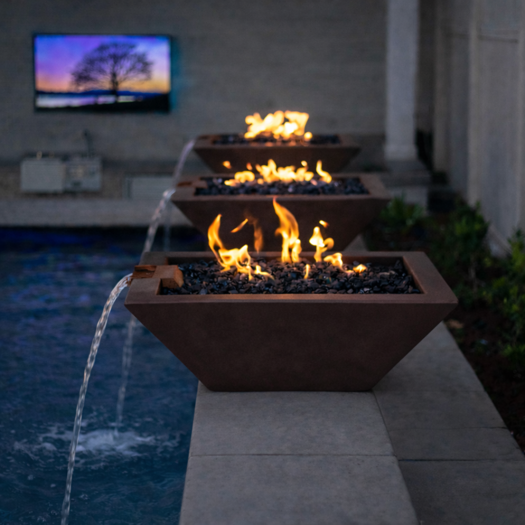 The Outdoor Plus - Maya GFRC Fire & Water Bowl - Chestnut