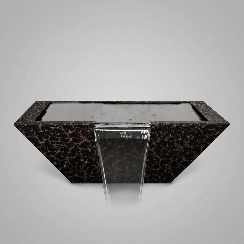 Maya powder-coated water bowl in Copper Vein on a soft gray background