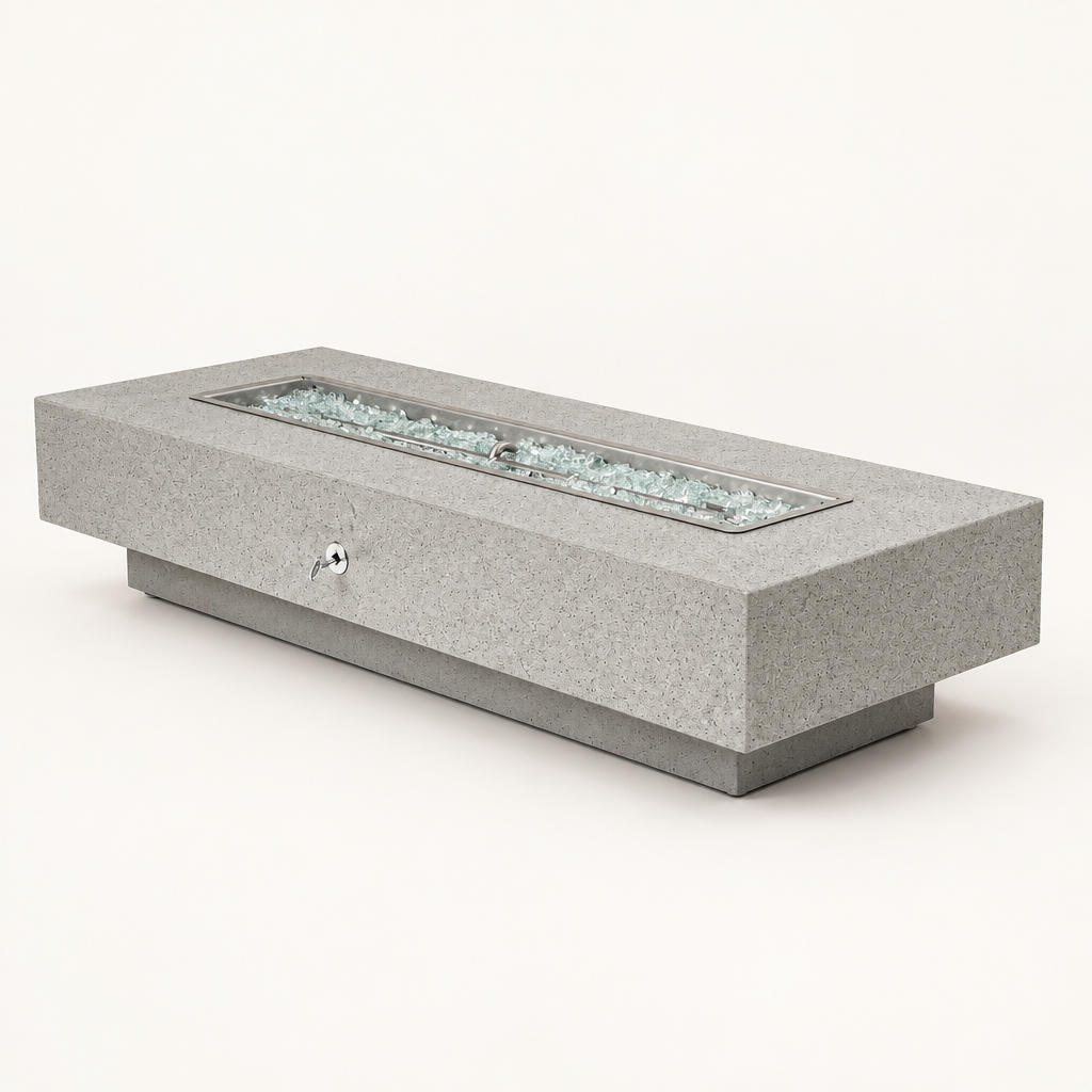 Coronado rectangular fire pit in speckled Athens finish