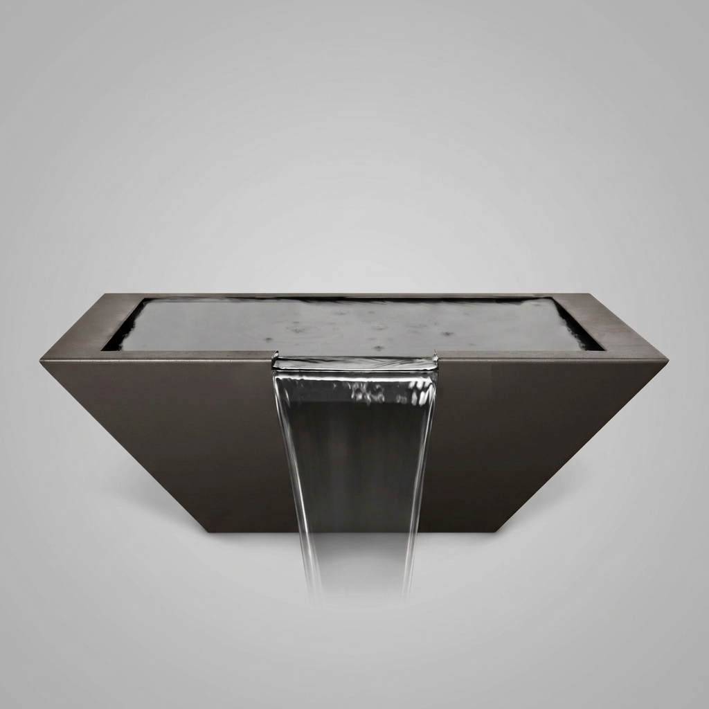 Maya powder-coated water bowl in Empire Bronze on a soft gray background
