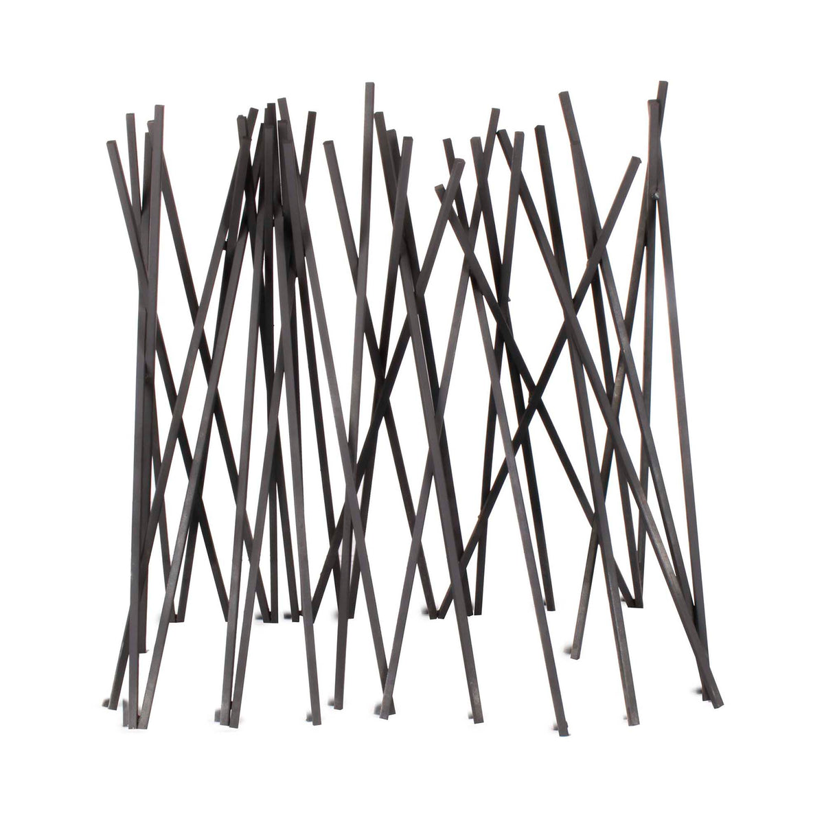 The Outdoor Plus Milled Steel Fire Twigs with intersecting dark steel pieces against a white background