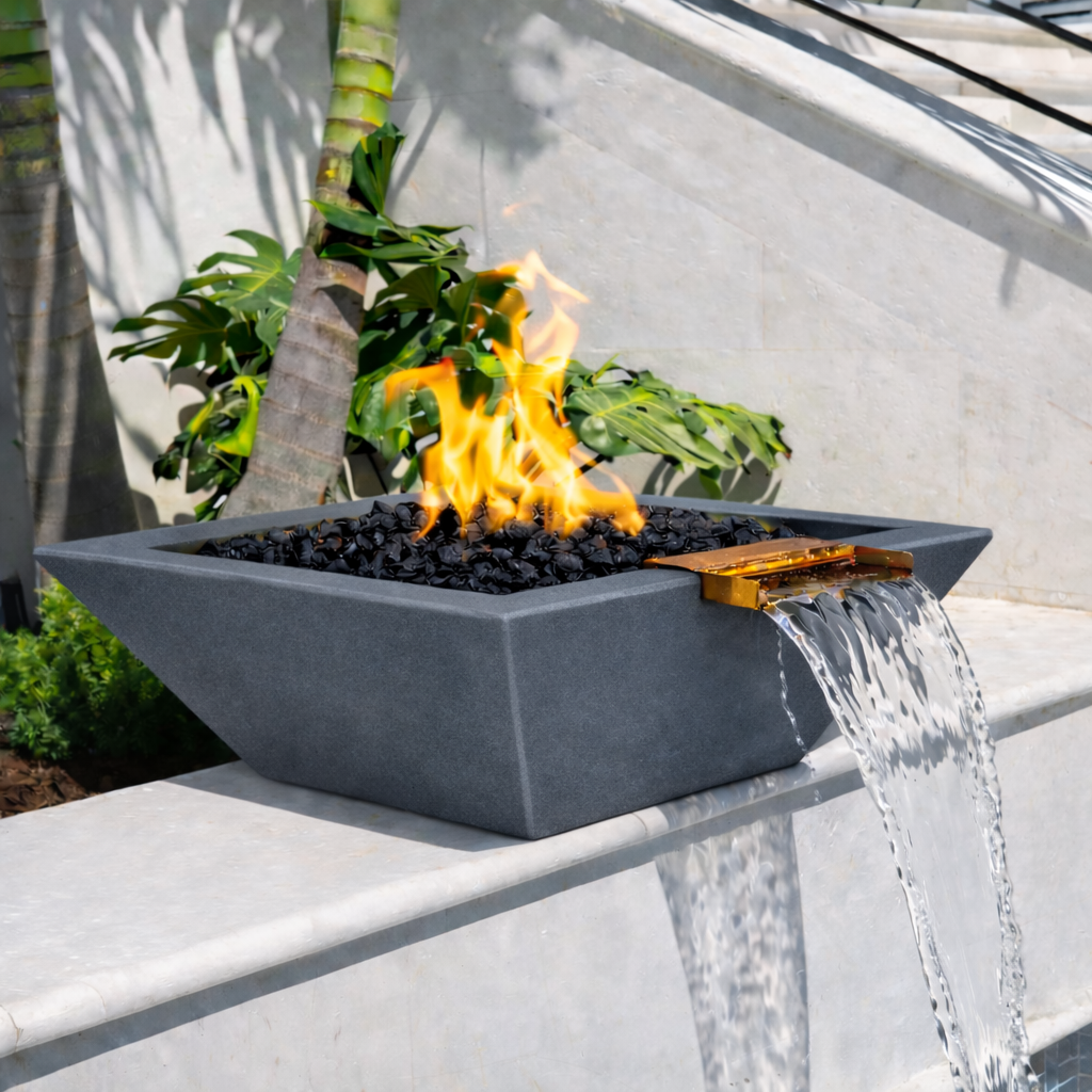 The Outdoor Plus - Maya GFRC Fire & Water Bowl - Gray