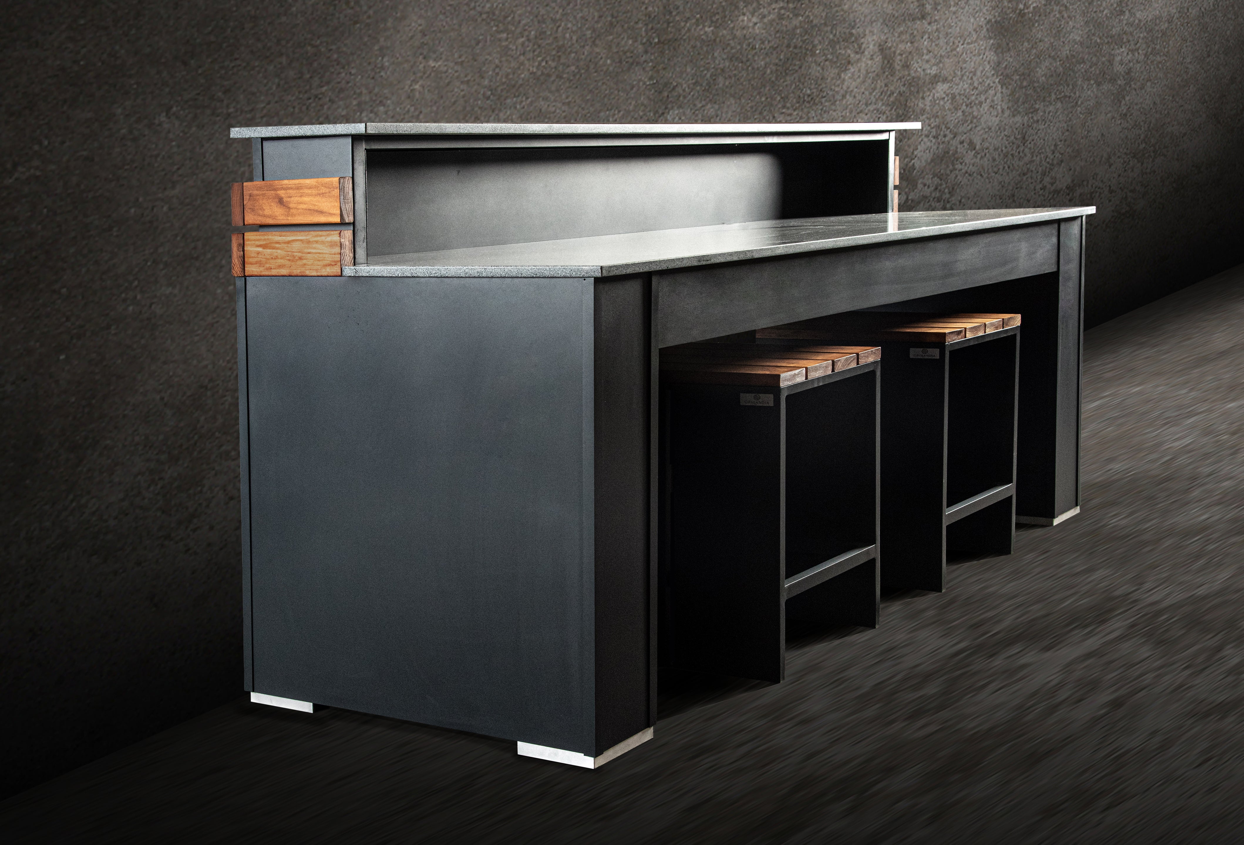 Grillandia Bar Unit Outdoor Kitchen Module with Stools & Granite Countertop