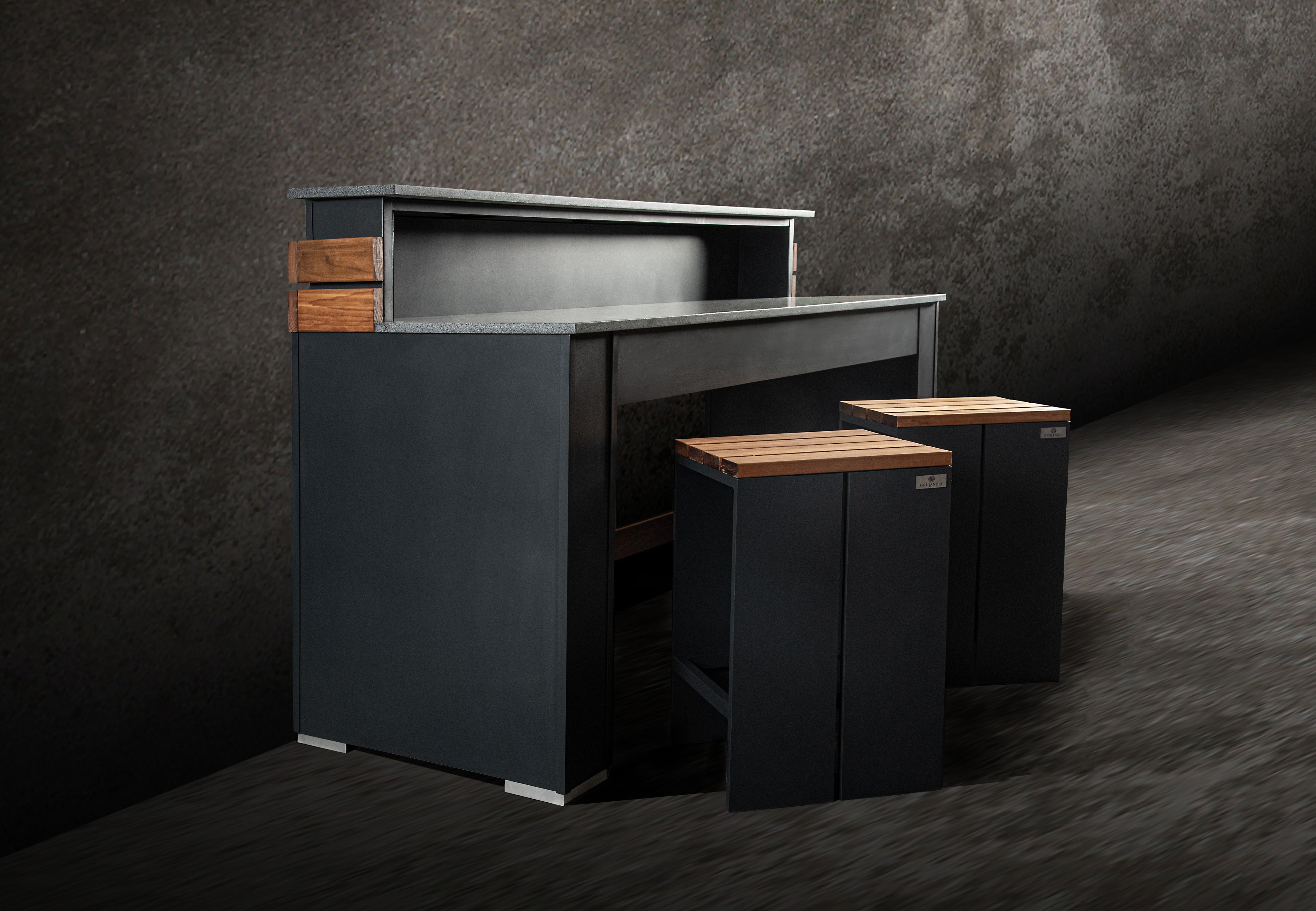 Grillandia Bar Unit Outdoor Kitchen Module with Stools & Granite Countertop