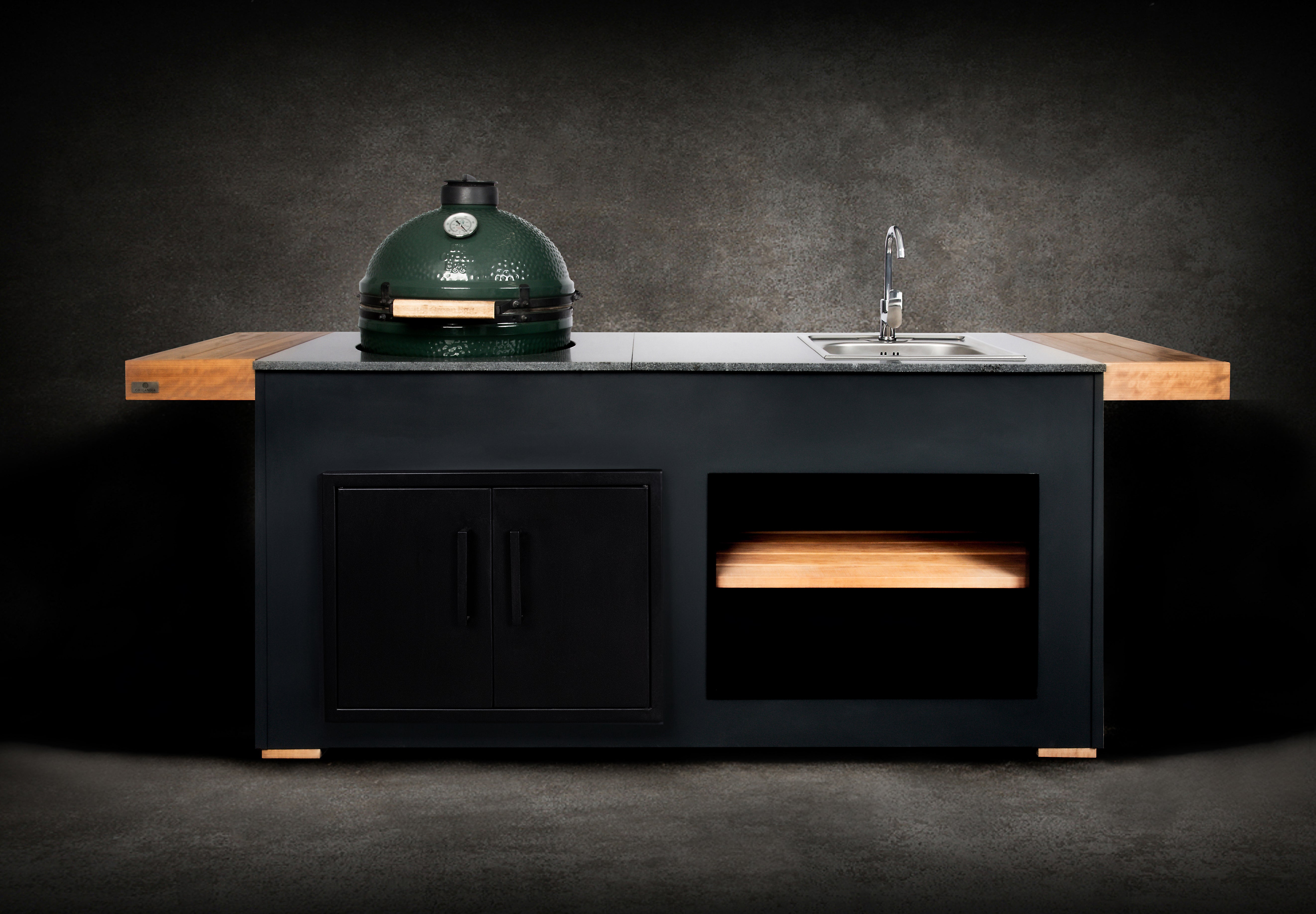 Grillandia Egg Nest Kamado Outdoor Kitchen Island with Ceramic Grill & Sink