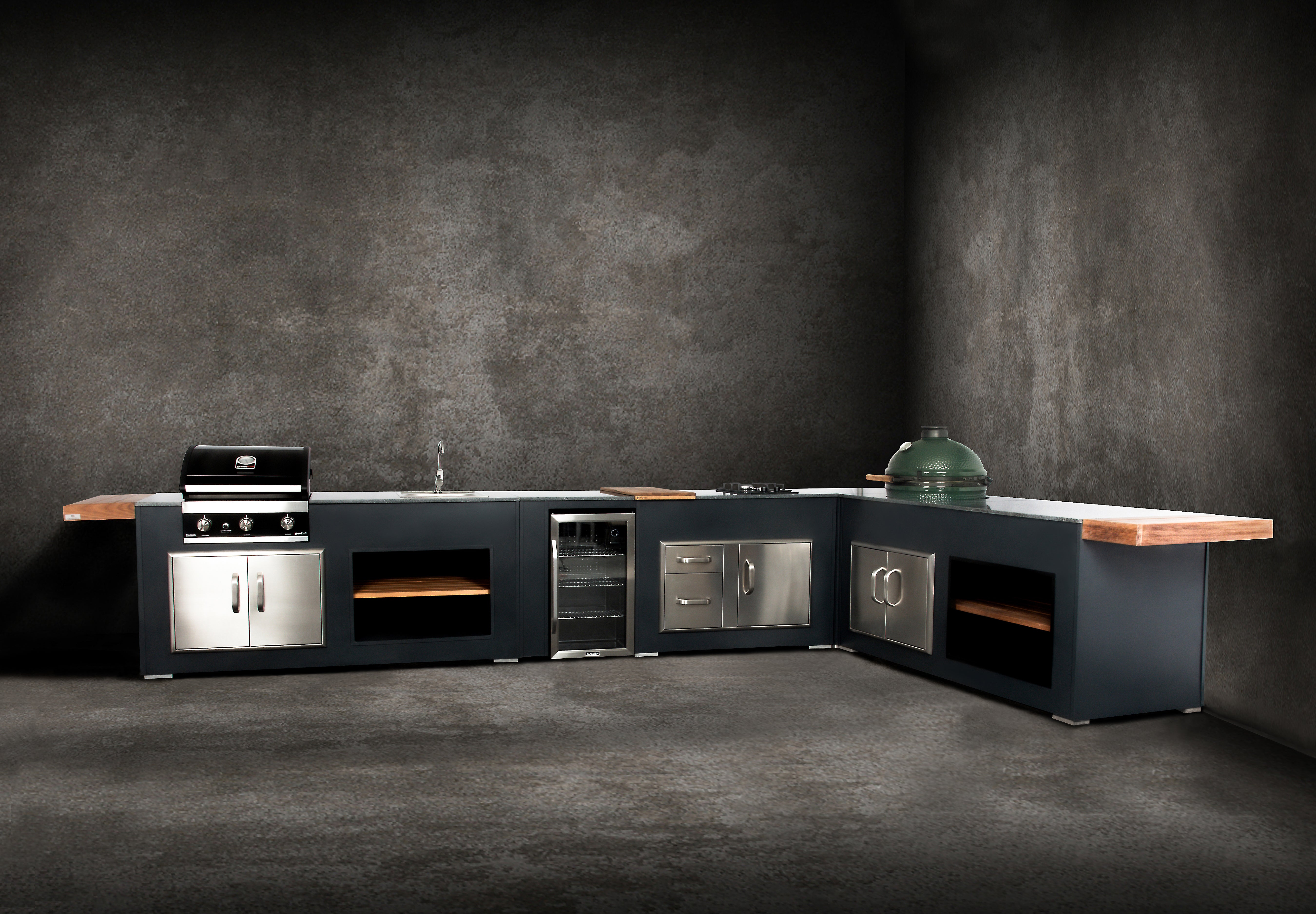 Grillandia Corner Unit Outdoor Kitchen Module – Granite Counter & Storage