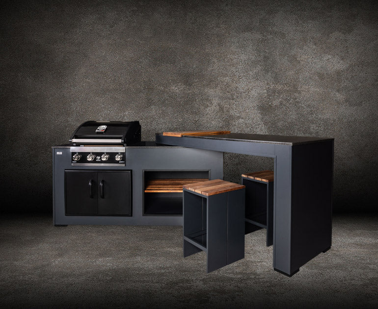 Grillandia Rare Ultimate Outdoor Kitchen – Flexible BBQ Island with Swiveling Bar Counter