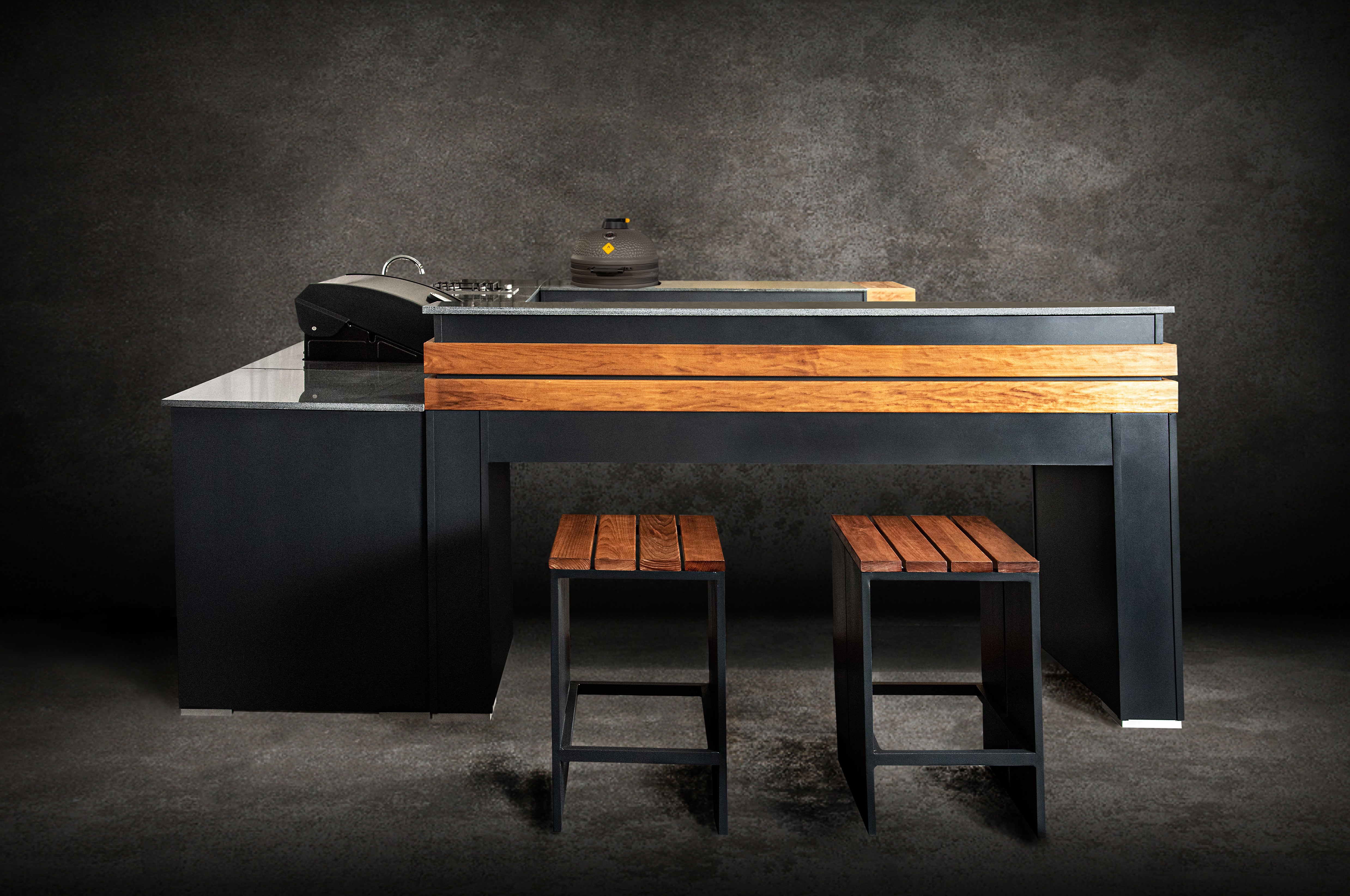 Grillandia Bar Unit Outdoor Kitchen Module with Stools & Granite Countertop