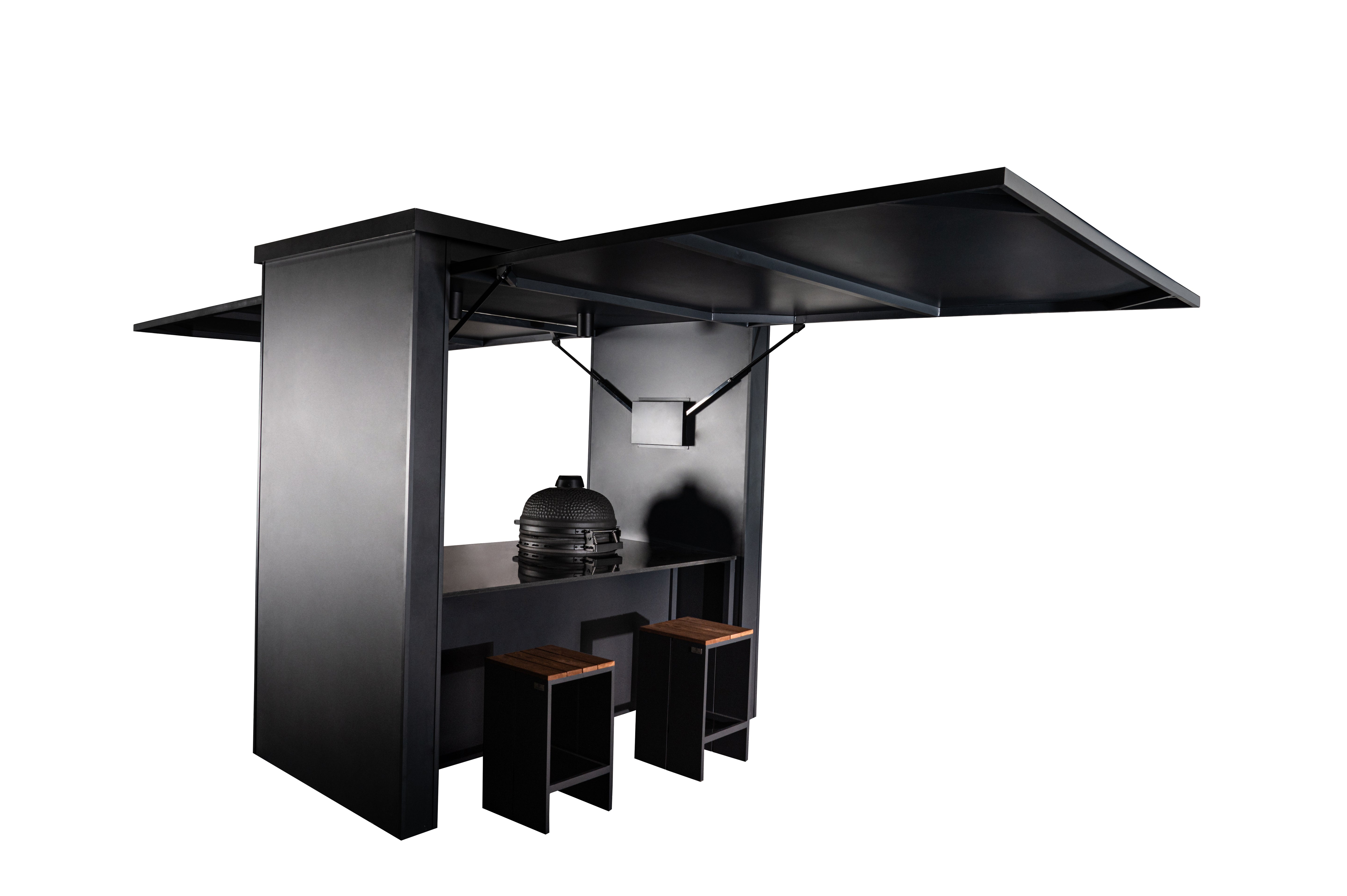 Grillandia Dual Kamado Cabana Outdoor Kitchen with Covered Dual Kamado Stations