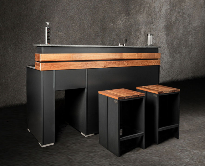 Grillandia Outdoor Bar-Kegerator, Ice Machine or Drink Cooler, 2 Bar Stools