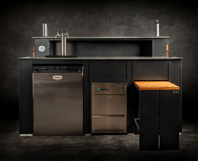 Grillandia Outdoor Bar-Kegerator, Ice Machine or Drink Cooler, 2 Bar Stools