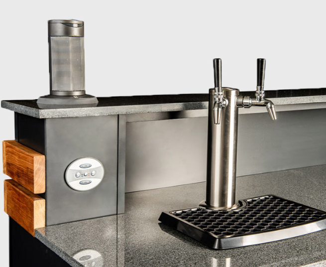 Grillandia Outdoor Bar-Kegerator, Ice Machine or Drink Cooler, 2 Bar Stools