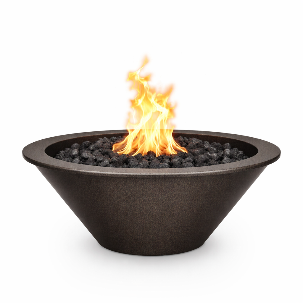 The Outdoor Plus Round Cazo Powder Coated Metal Fire Bowl - Java