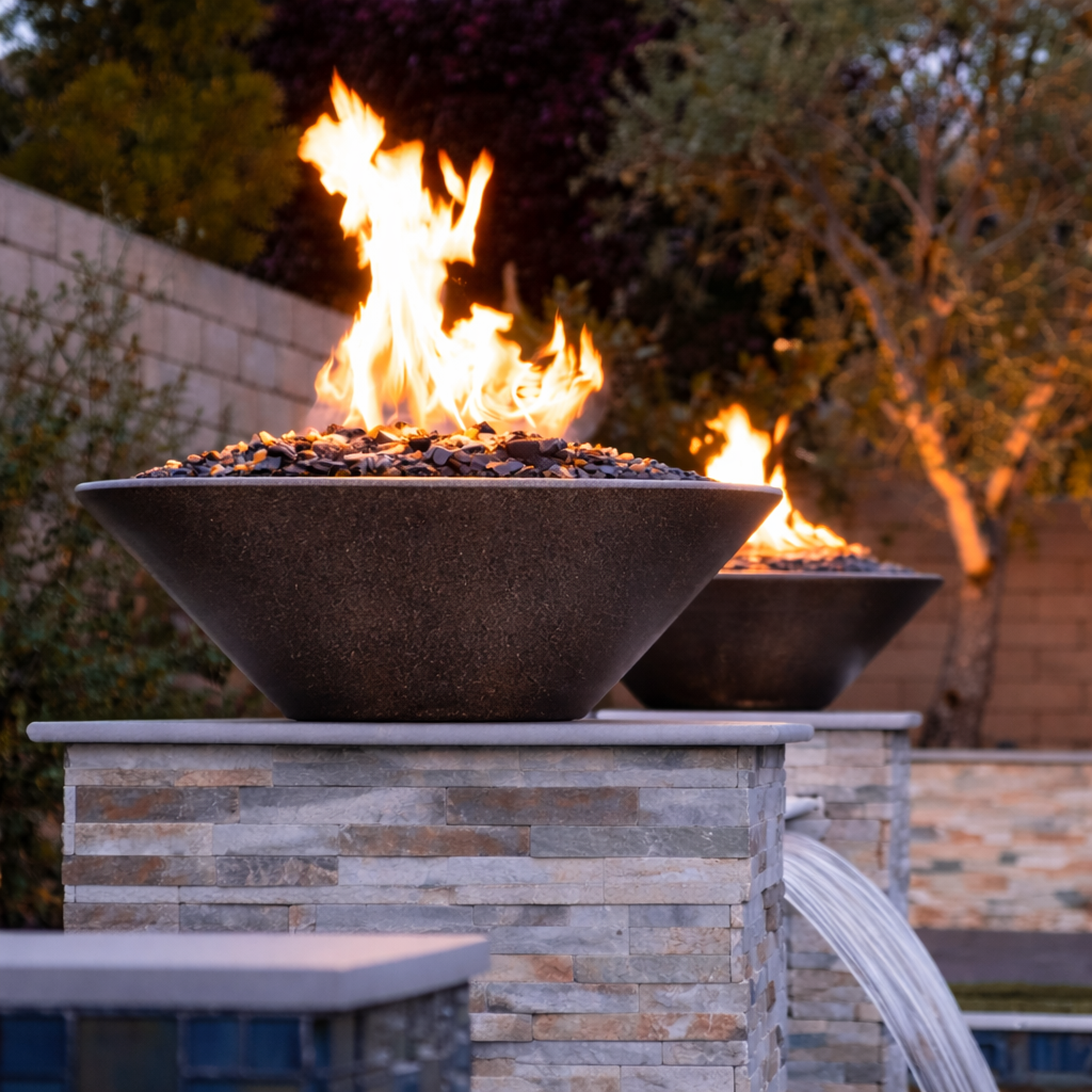 The Outdoor Plus Round Cazo Powder Coated Metal Fire Bowl - Java