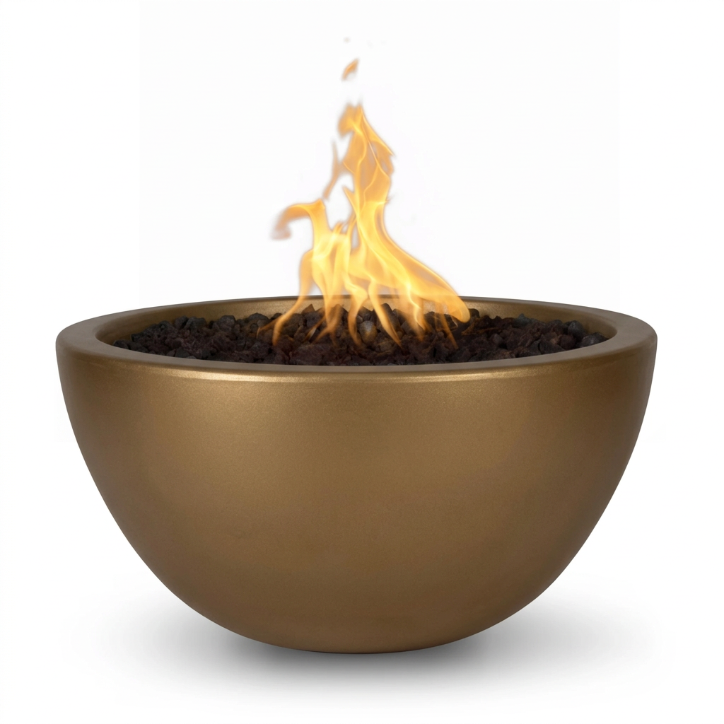 Luna Fire Bowl in GFRC Metallic Bronze