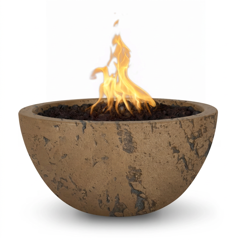 Luna Fire Bowl in GFRC Rustic Coffee
