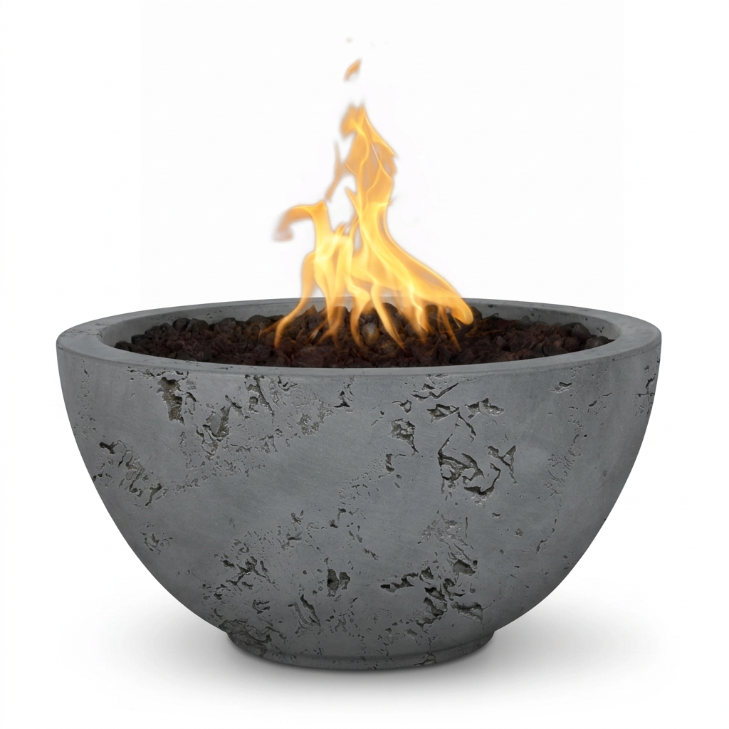 Luna Fire Bowl in GFRC Rustic Grey