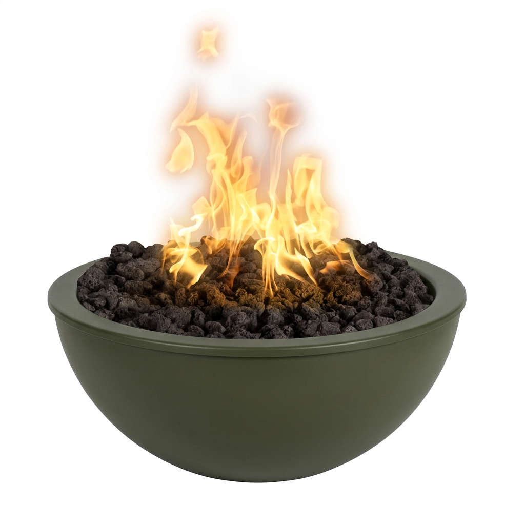 Luna Fire Bowl in Olive Green