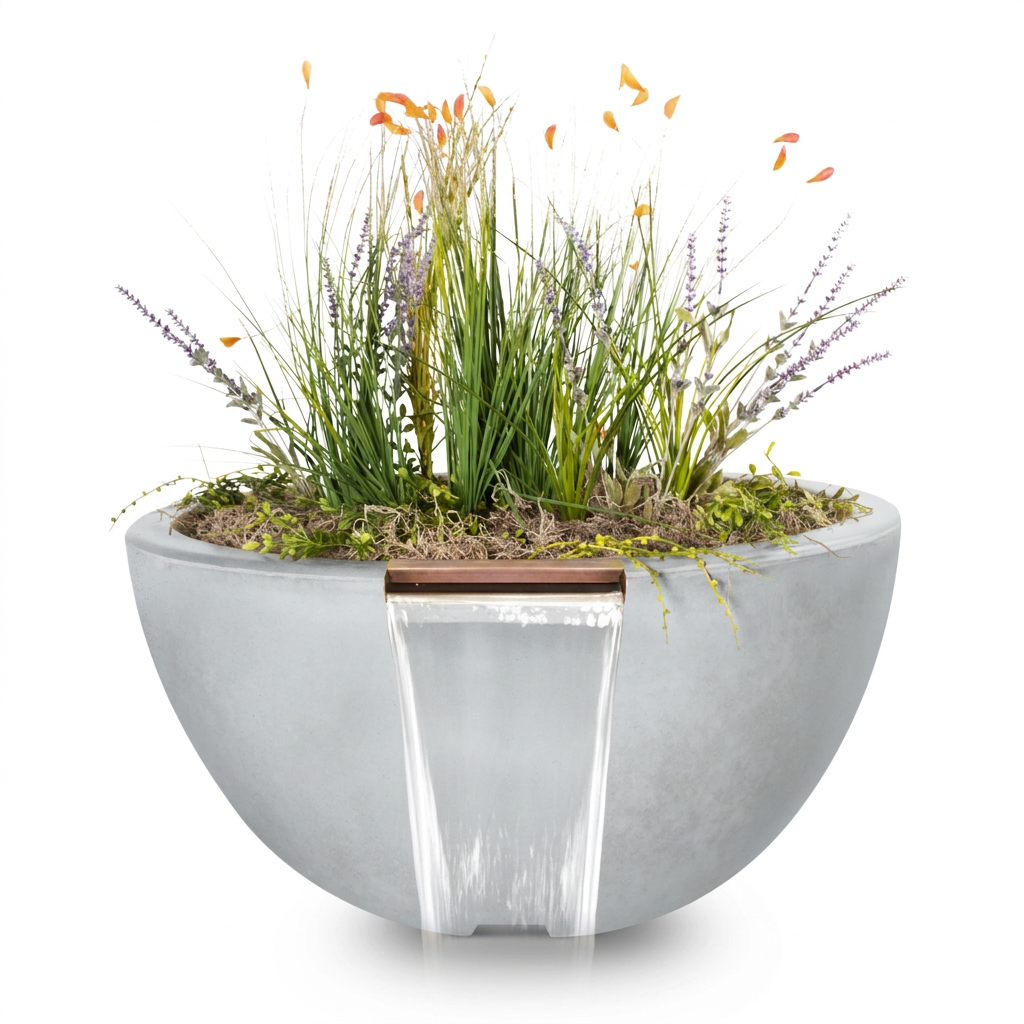 Luna GFRC Planter & Water Bowl in Limestone