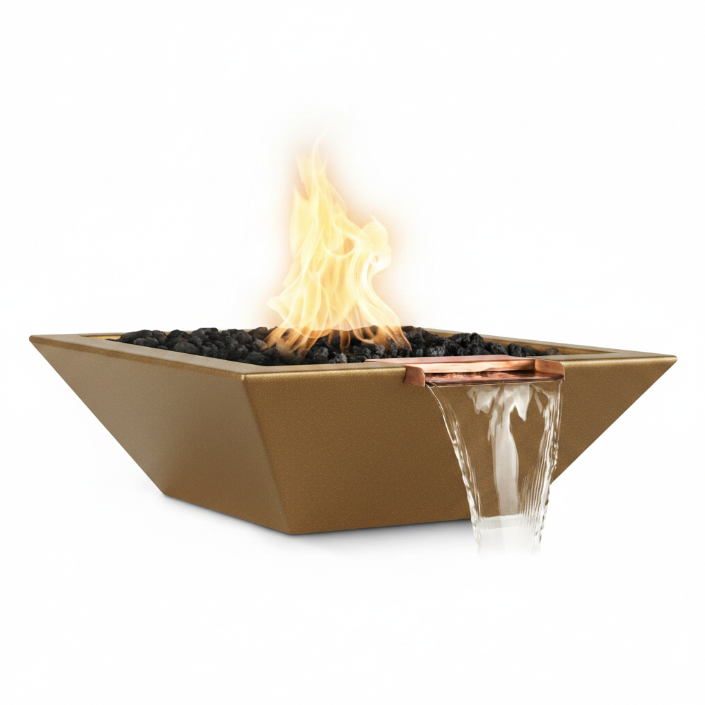 Maya GFRC Fire & Water Bowl - Metallic Bronze