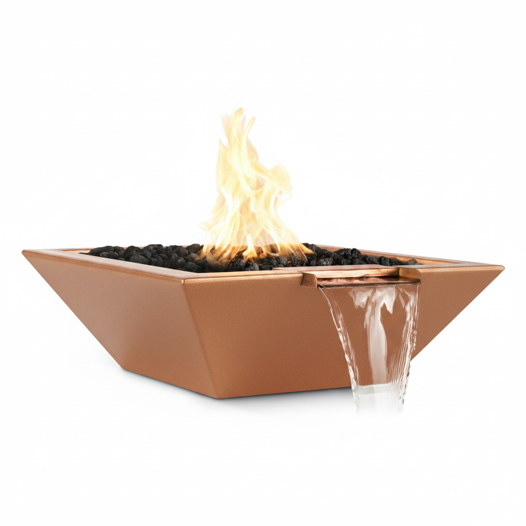Maya GFRC Fire & Water Bowl - Metallic Copper