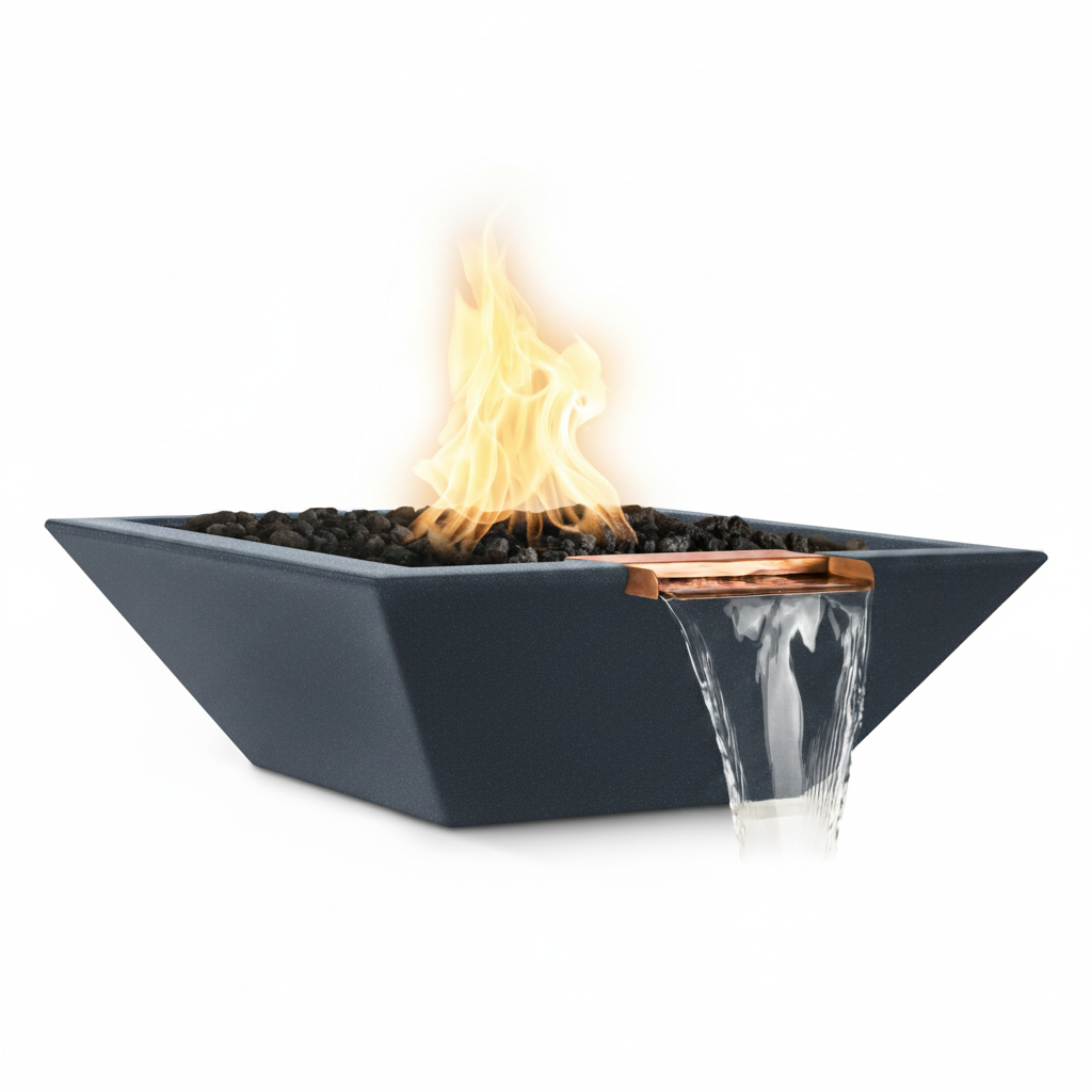 Maya GFRC Fire & Water Bowl - Metallic Slate