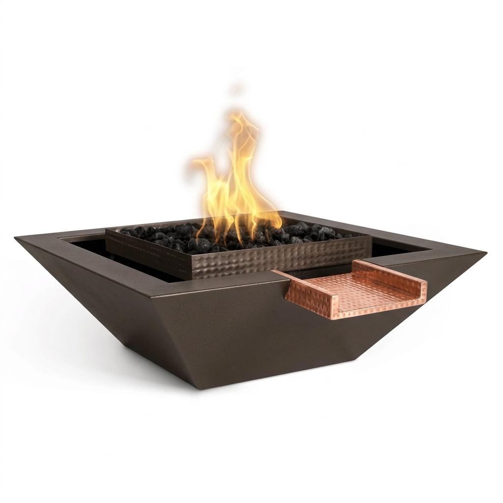 Maya Gravity Spill bowl in Bronze Hammertone with its original copper scupper