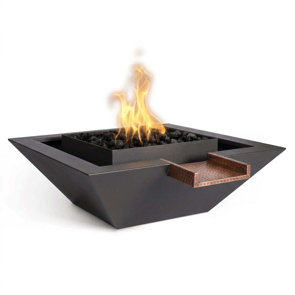 Maya Gravity Spill bowl in Empire Bronze with its original copper scupper