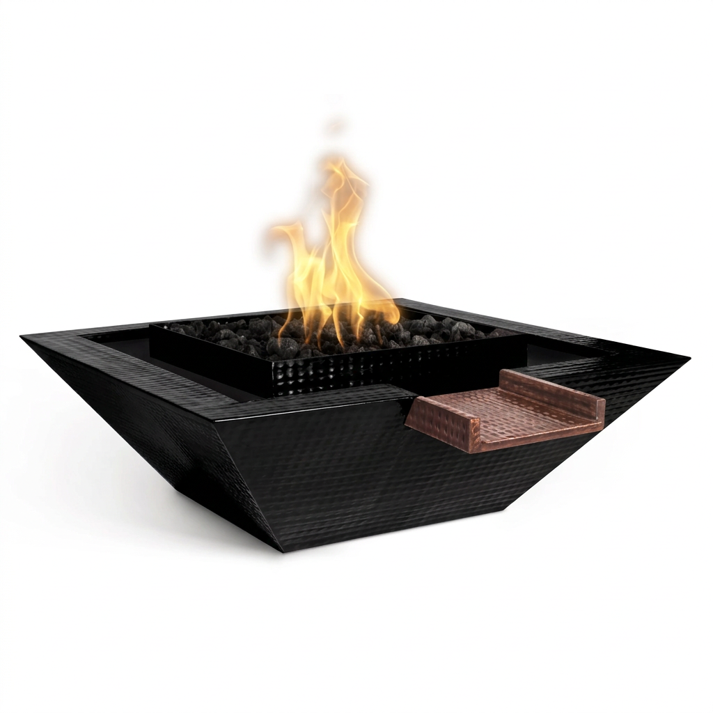 Maya Gravity Spill bowl in Gloss Black with its original copper scupper