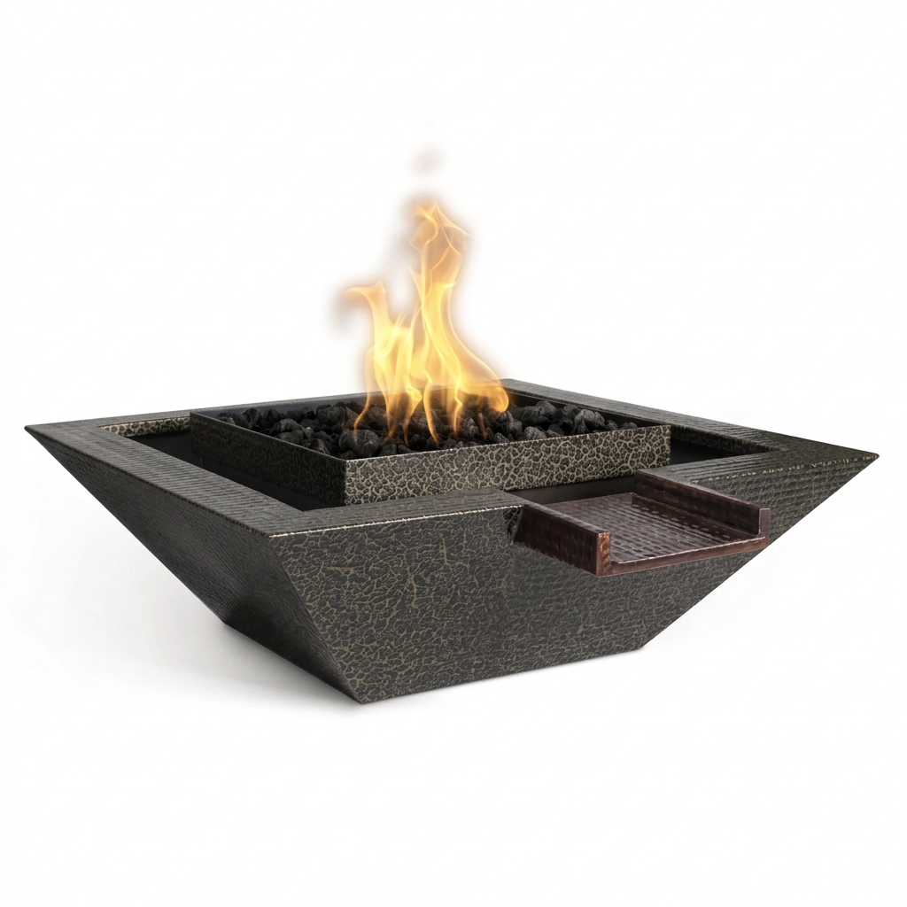 Maya Gravity Spill bowl in Gold Vein with its original copper scupper