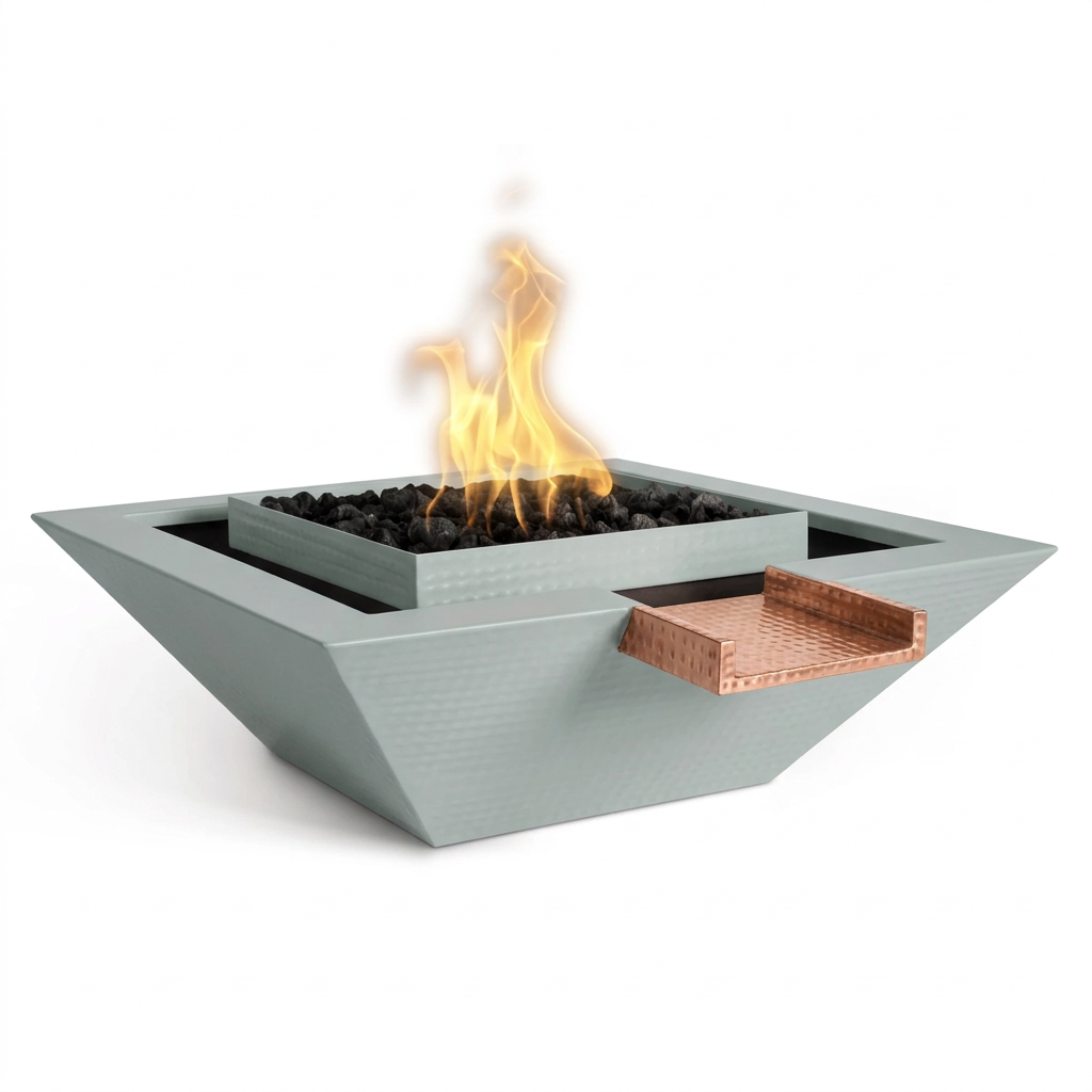 Maya Gravity Spill bowl in Mist with its original copper scupper