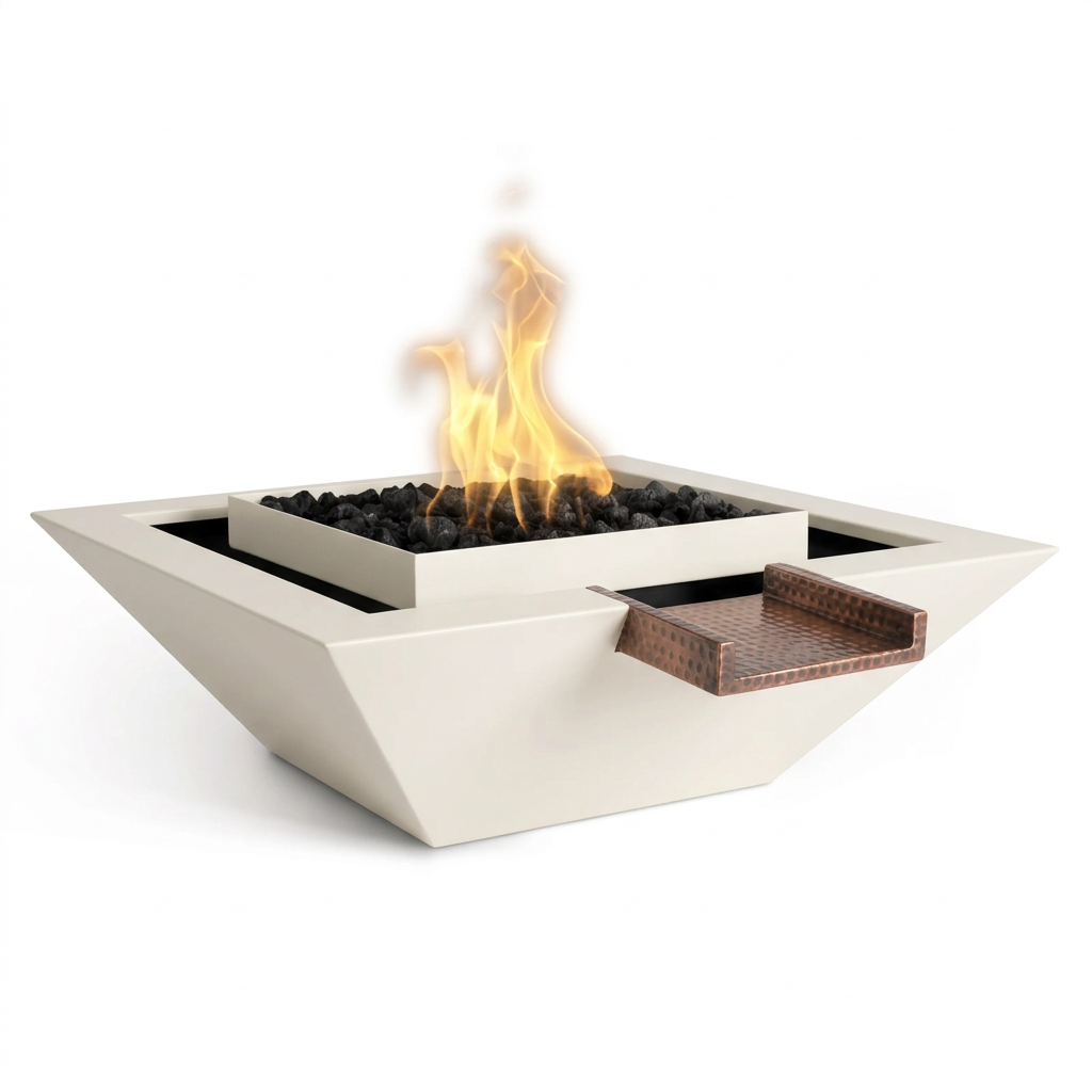 Maya Gravity Spill bowl in Soft White with its original copper scupper