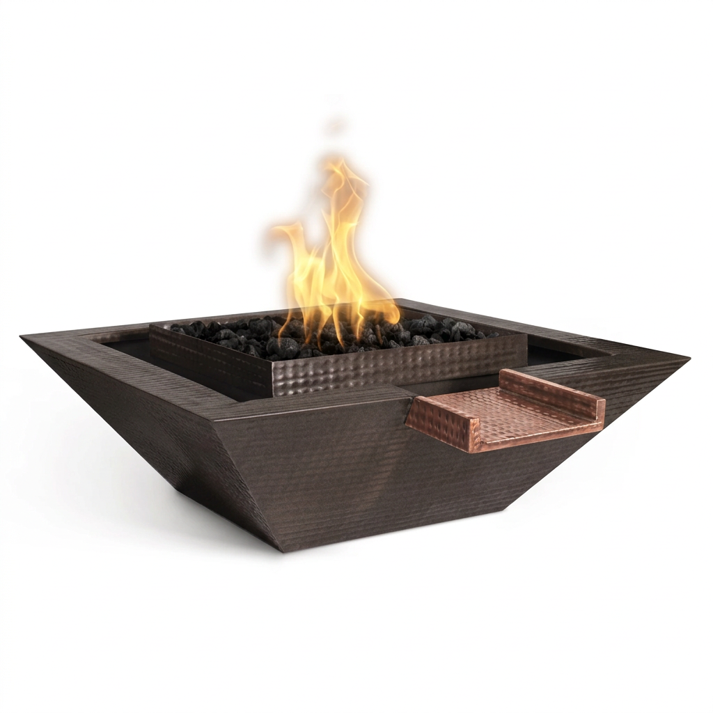 Maya Gravity Spill bowl in Trophy Bronze with the original copper scupper