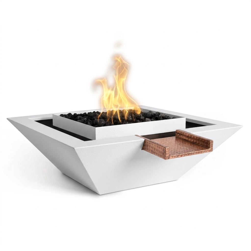 Maya Gravity Spill bowl in White with its original copper scupper