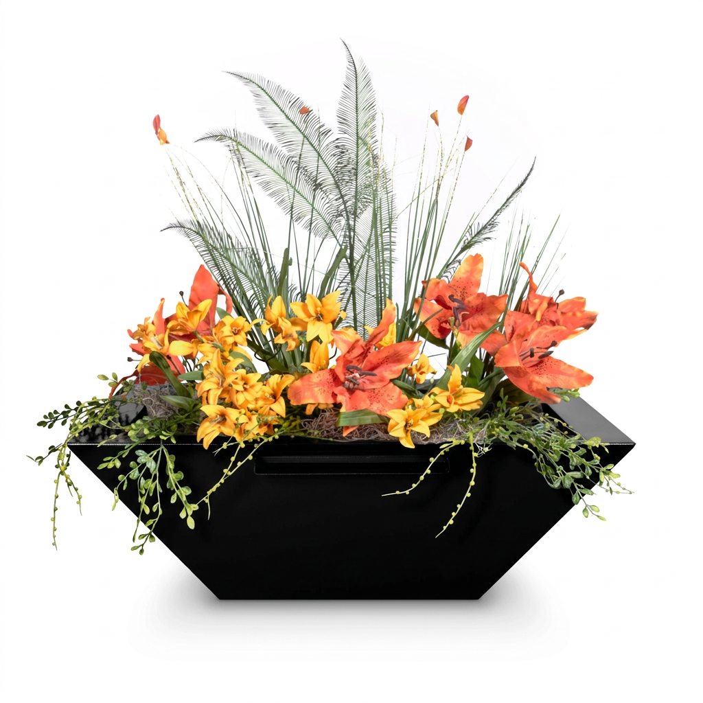 Maya Planter & Water Bowl in Gloss Black