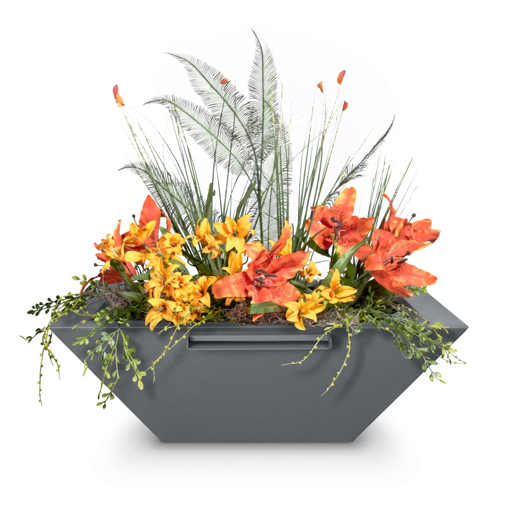 Maya Planter & Water Bowl in Gray
