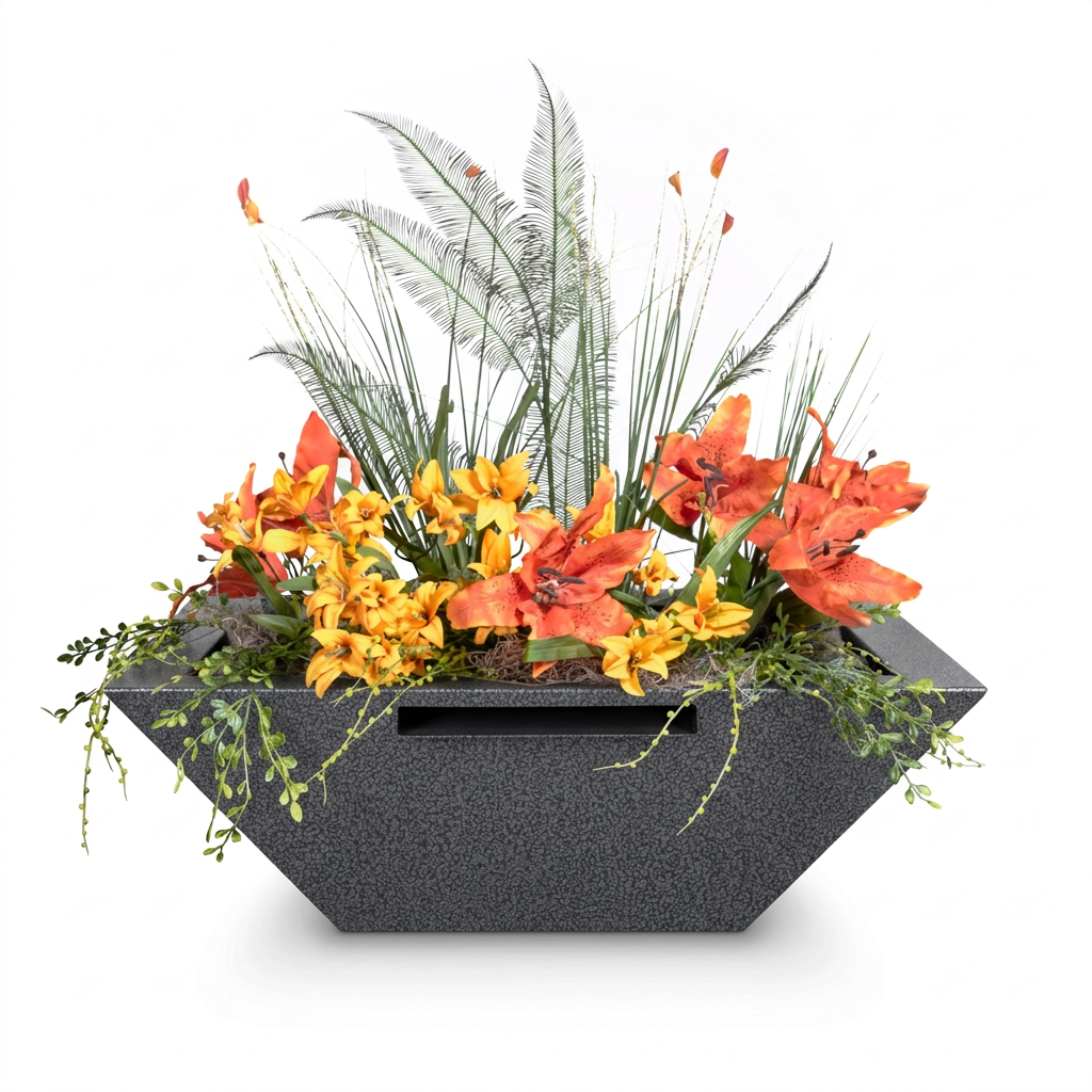 Maya Planter & Water Bowl in Grey Vein
