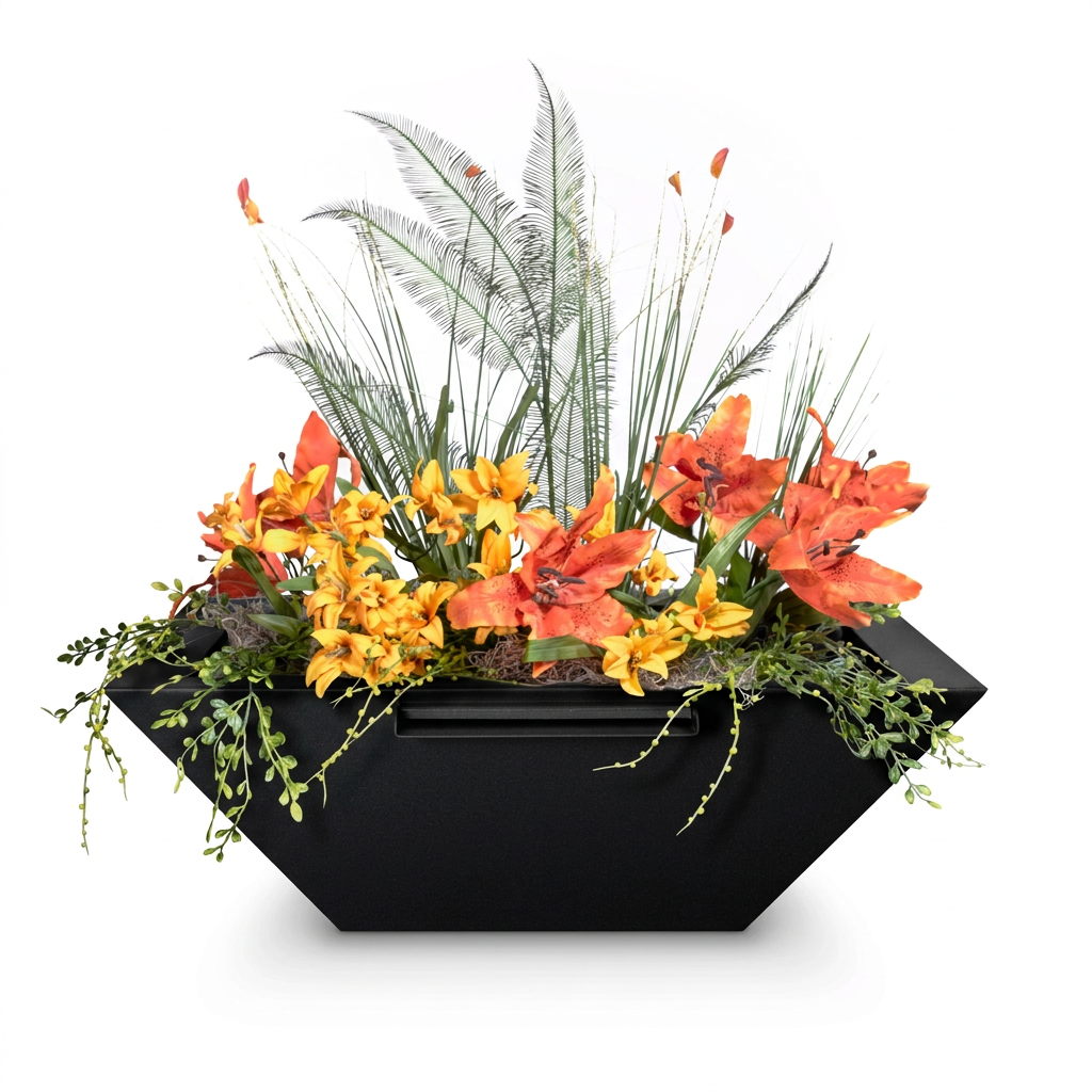 Maya Planter & Water Bowl in Onyx Black