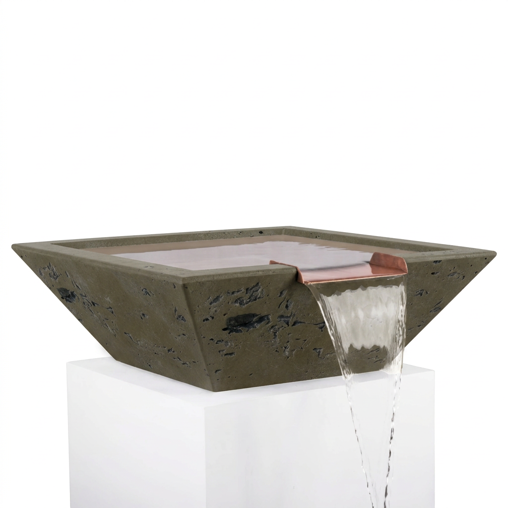 Maya water bowl in Rustic Moss Stone