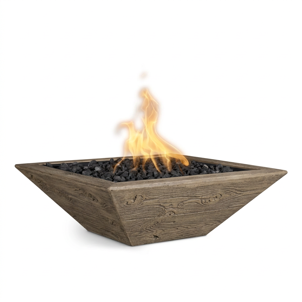 Maya Wood Grain Fire Bowl in Oak