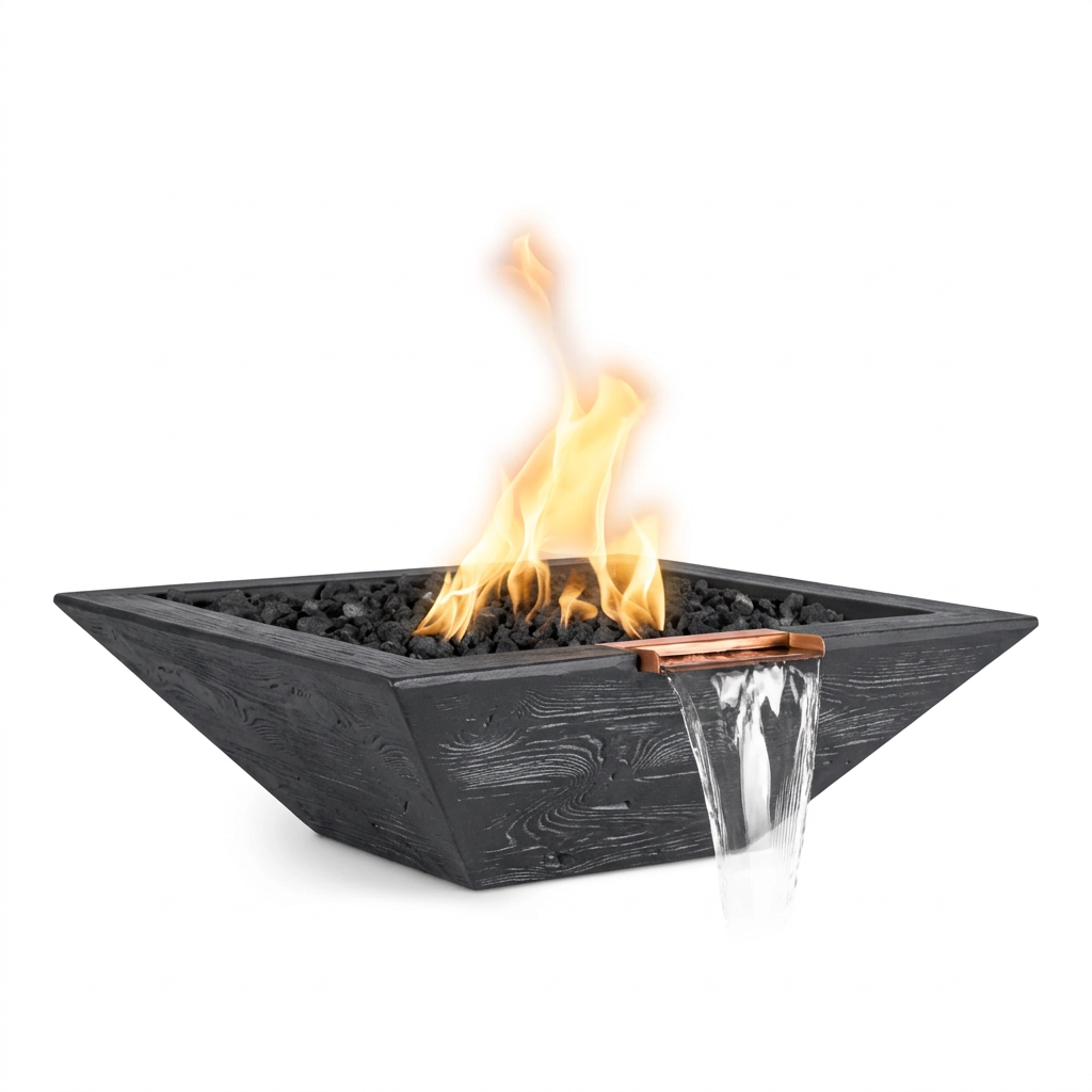 Maya Wood Grain Fire & Water Bowl in Ebony