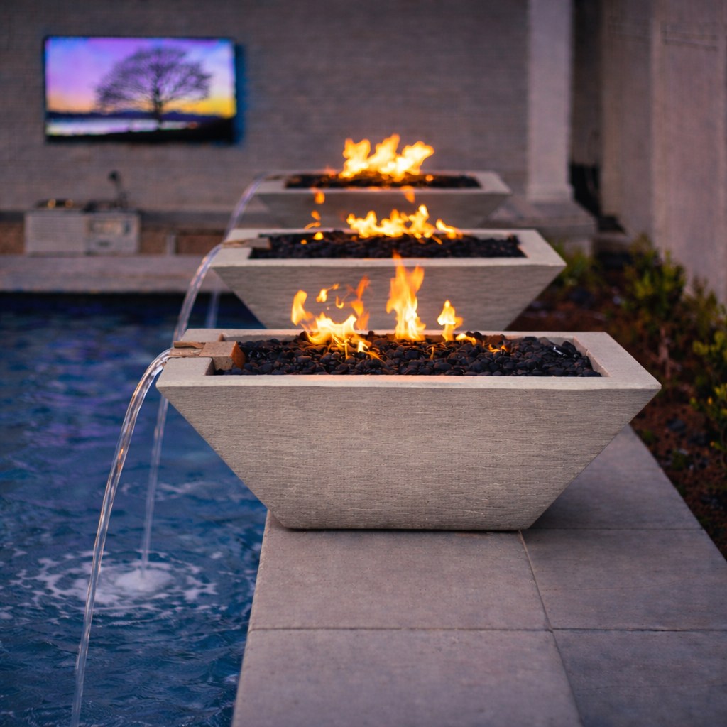 The Outdoor Plus - Maya GFRC Fire & Water Bowl - Ivory
